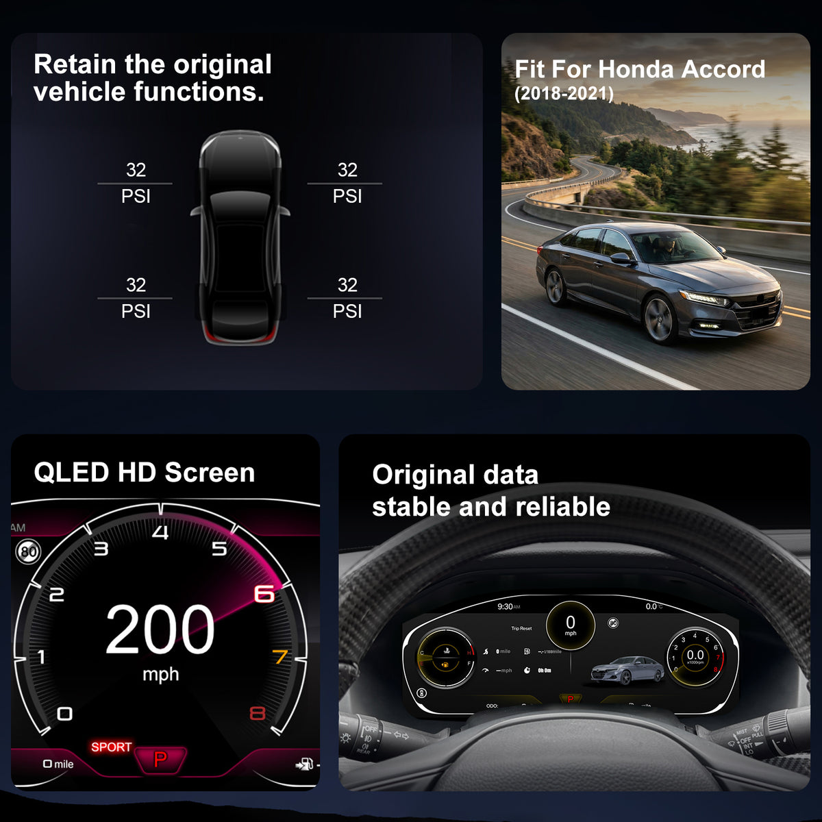 Honda Accord 10th Digital Instrument Cluster 2018-2021 | 12.3" QLED - Topdisplay 2018 2019 2020 2021