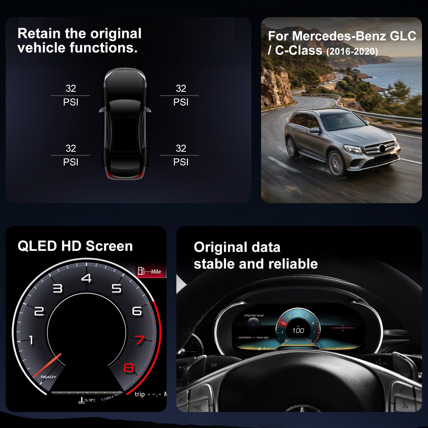 Benz C-Class Digital Instrument Cluster 2016-2020 | 12.3" QLED - Topdisplay 2016 / 2017 / 2018 / 2019 / 2020