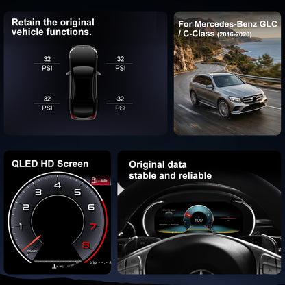 Benz C-Class Digital Instrument Cluster 2016-2020 | 12.3" QLED - Topdisplay 2016 / 2017 / 2018 / 2019 / 2020