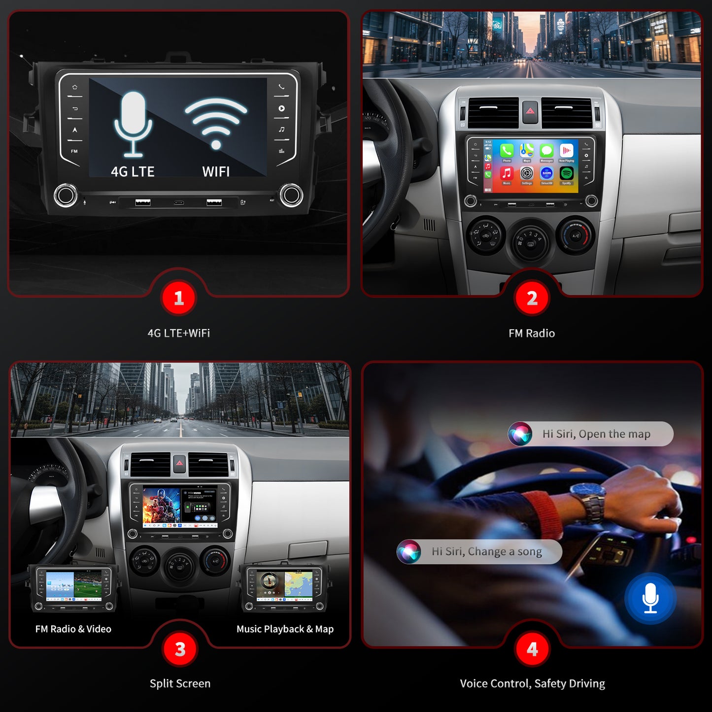 For Toyota Corolla 2009-2013 Radio upgrade,9-inch QLED 8-Core CPU,touch screen Stereo,Wireless CarPlay & Android Auto,keep OEM Controls
