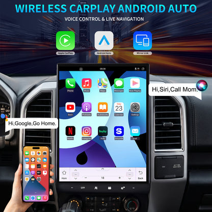 For Ford F350 2017-2021, 15.6-inch QLED Car Radio & Touch Screen Stereo, 8-Core CPU, Wireless CarPlay & Android Auto, Retain OEM Controls