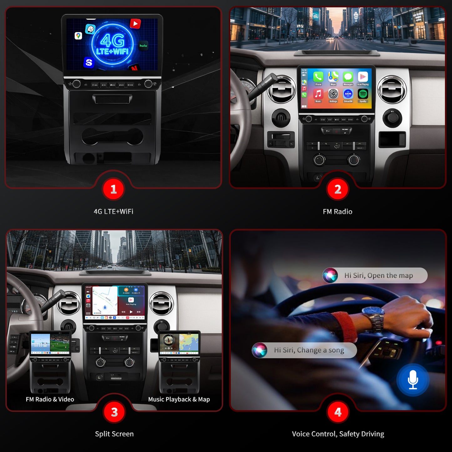 For Ford F150 2013-2014 STX XL Radio upgrade,10.1-inch QLED 8-Core CPU,touch screen Stereo,Wireless CarPlay & Android Auto,Free camera