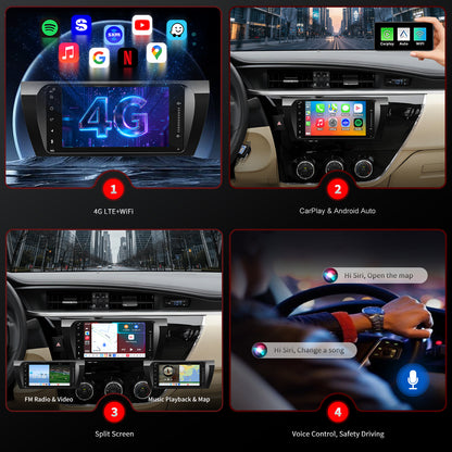For Toyota Corolla 2014 2015 2016 Radio Upgrade, 9-inch QLED 8-Core CPU, Touch Screen Stereo,Wireless CarPlay & Android Auto,Free backup camera, keep OEM Controls