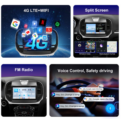 For Chrysler 300C 2015-2023 Radio upgrade, 9-inch QLED 8-Core CPU, touch screen Stereo, Wireless CarPlay & Android Auto