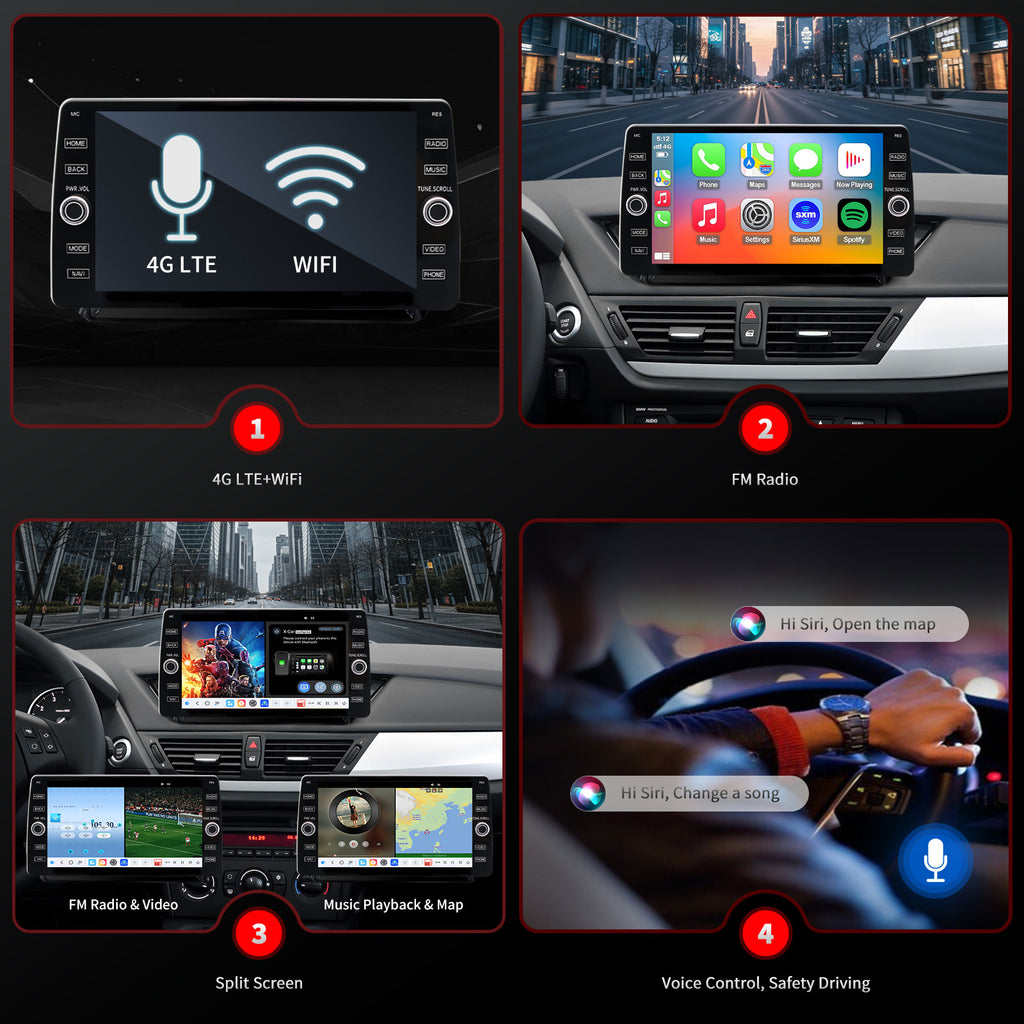 For BMW X1 E84 2010-2015 Radio upgrade,10.2-inch QLED  8-Core CPU,touch screen Stereo,Wireless CarPlay & Android Auto,keep OEM Controls