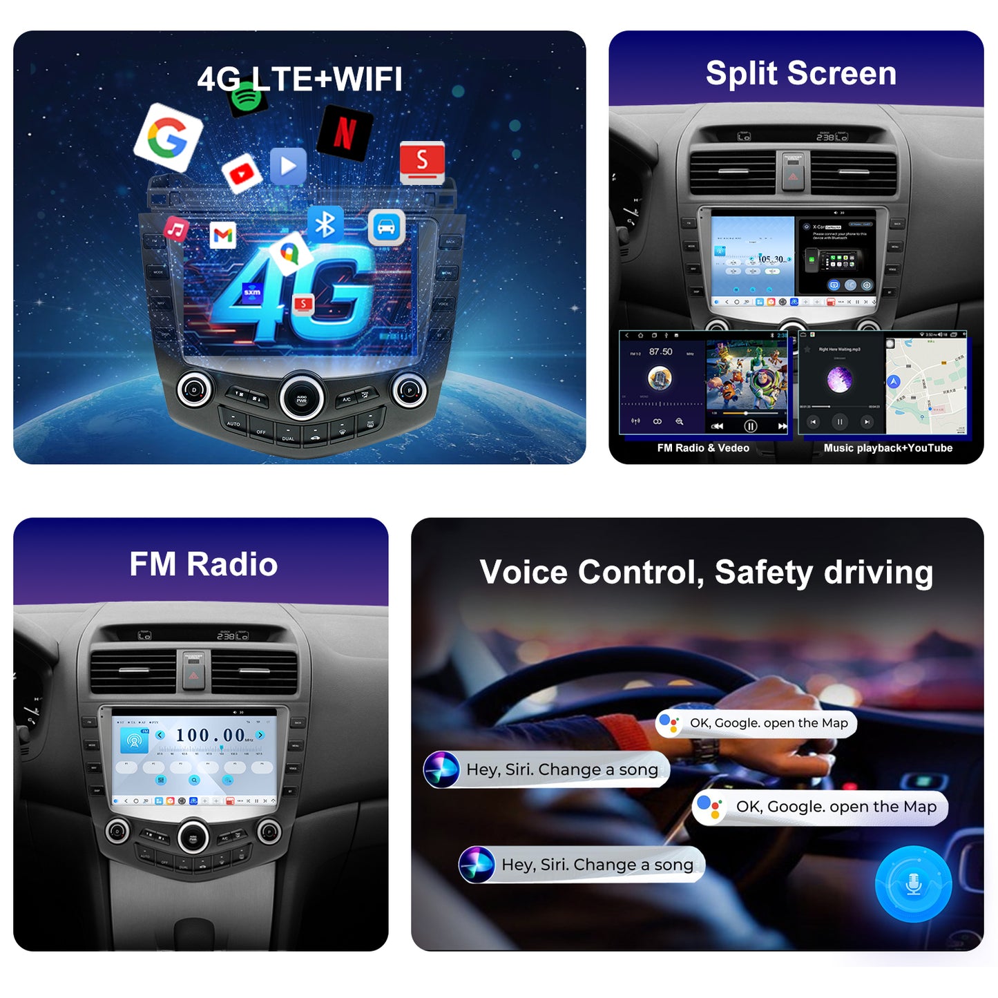 Honda Accord 7th Gen Radio upgrade 2003-2007 CarPlay Stereo Screen - Topdisplay 2003 2004 2005 2006 2007 Replacement Headunit Apple Android Auto Accessories Pantalla Estéreo