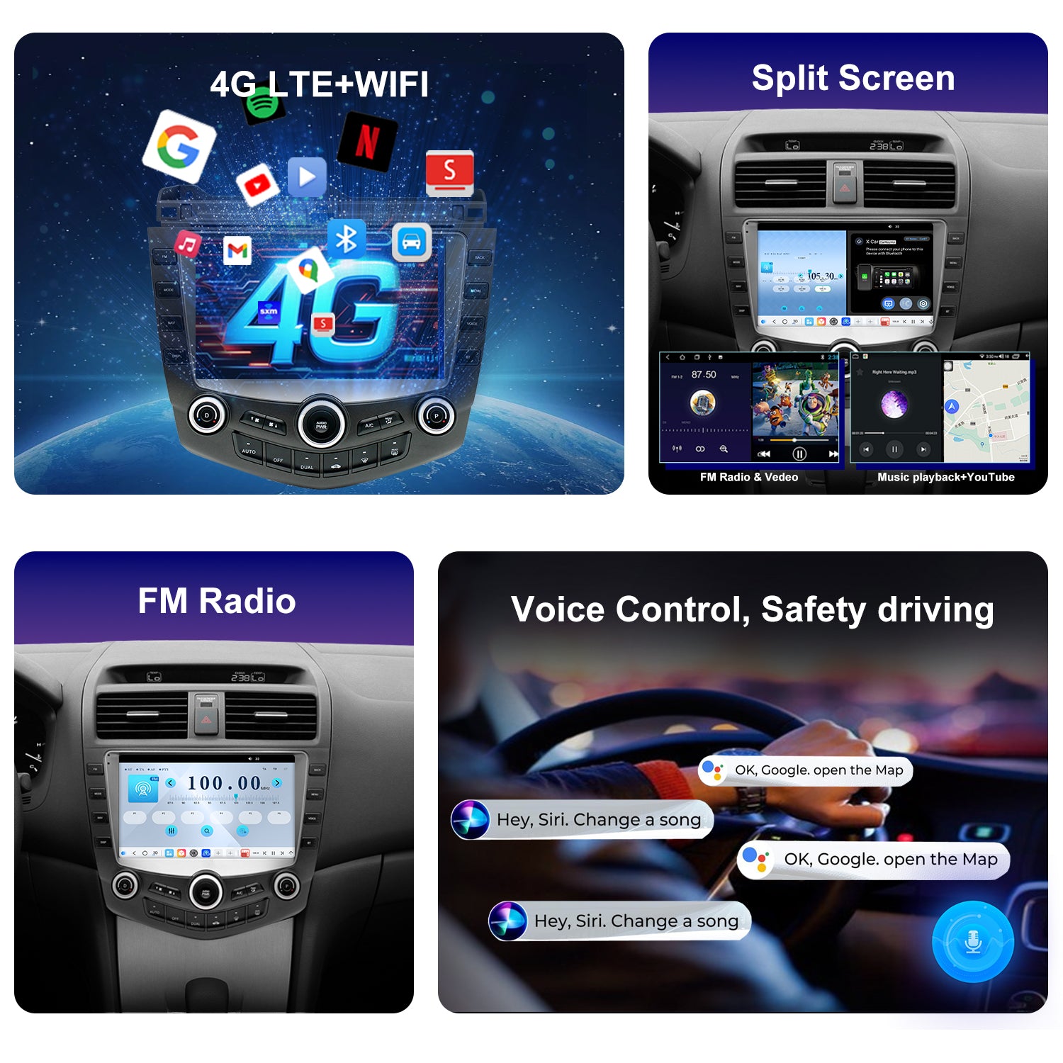 Honda Accord 7th Gen Radio upgrade 2003-2007 CarPlay Stereo Screen - Topdisplay 2003 2004 2005 2006 2007 Replacement Headunit Apple Android Auto Accessories Pantalla Estéreo