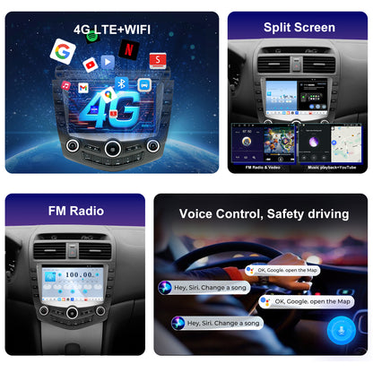 Honda Accord 7th Gen Radio upgrade 2003-2007 CarPlay Stereo Screen - Topdisplay 2003 2004 2005 2006 2007 Replacement Headunit Apple Android Auto Accessories Pantalla Estéreo
