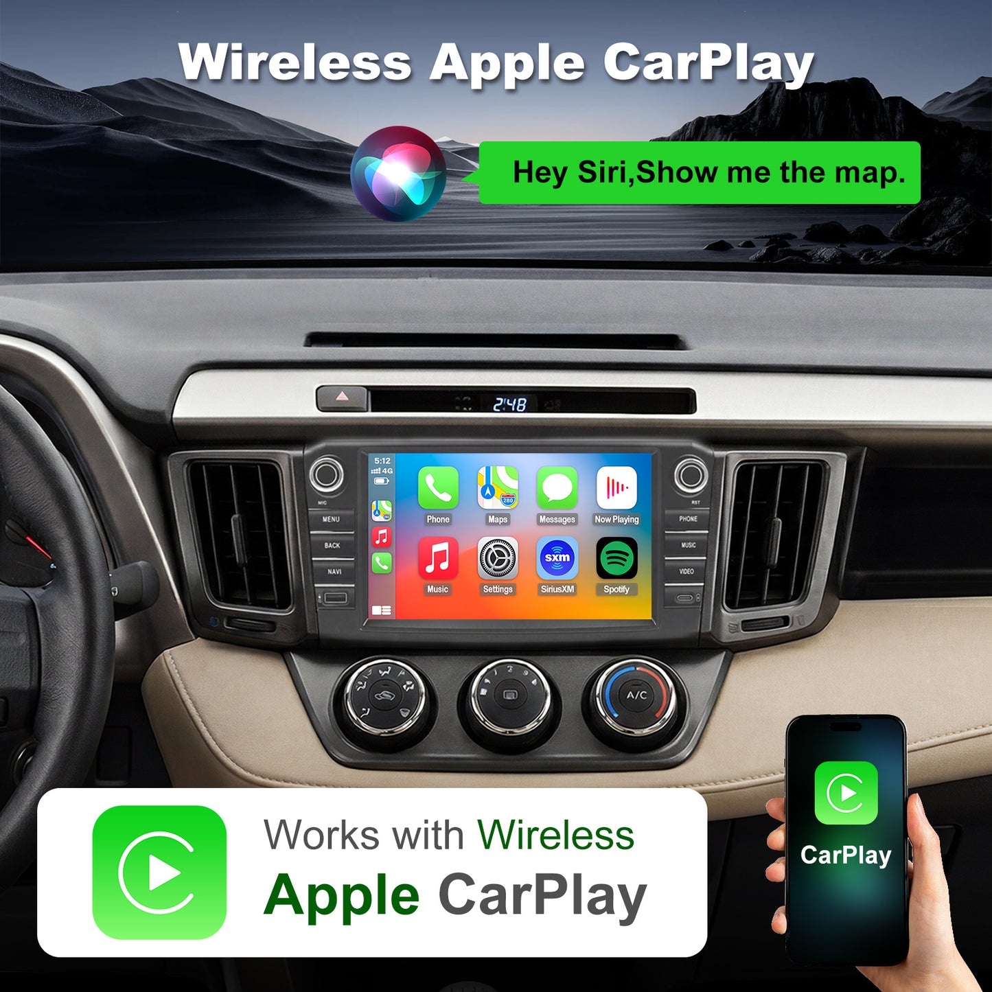 Toyota RAV4 radio 2013-2018 Upgrade CarPlay Screen- Topdisplay  2013 2014 2015 2016 2017 2018 Toyota RAV4 Upgrade Stereo Headunit Apple Carplay Android Auto Pantalla Estéreo