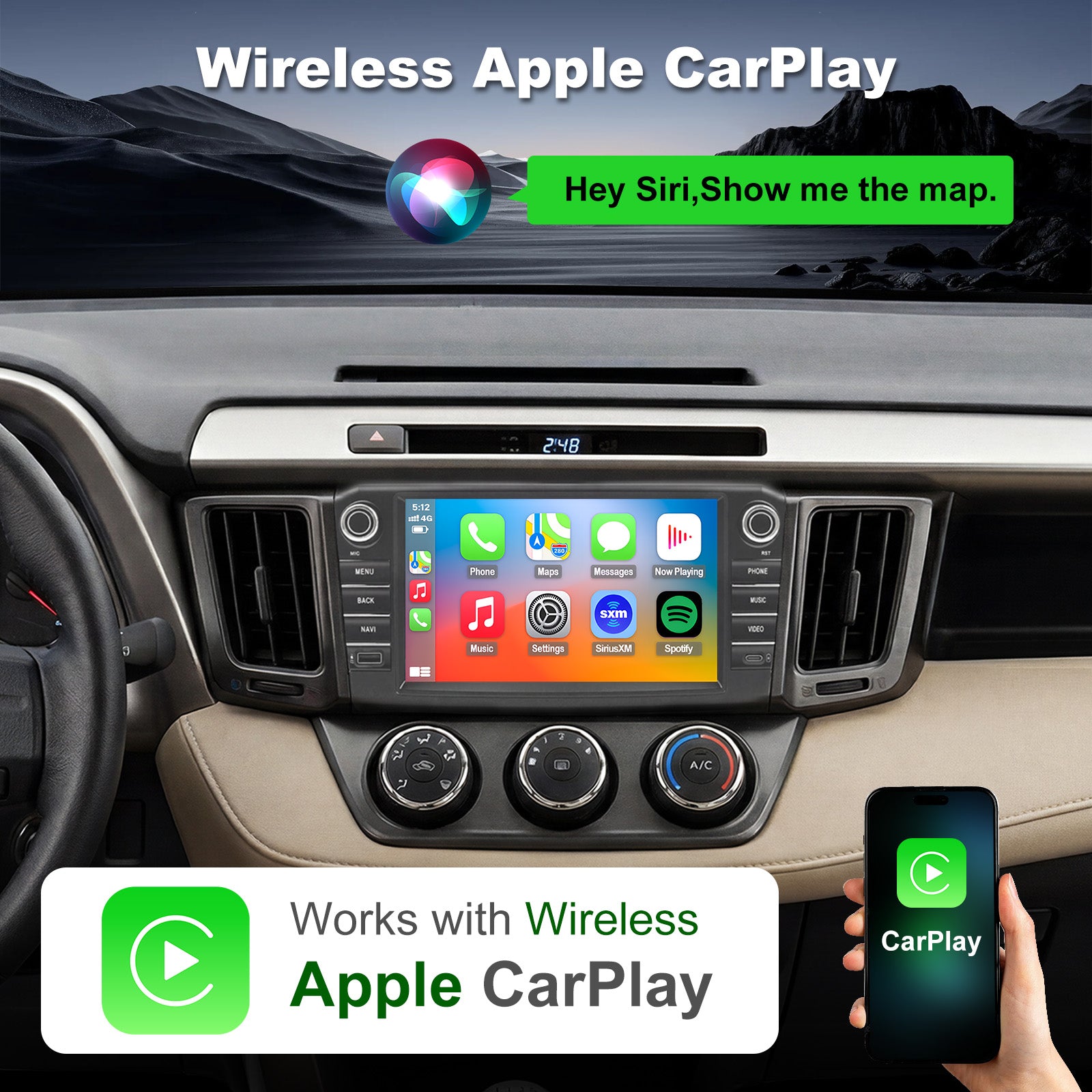 Toyota RAV4 radio 2013-2018 Upgrade CarPlay Screen- Topdisplay  2013 2014 2015 2016 2017 2018 Toyota RAV4 Upgrade Stereo Headunit Apple Carplay Android Auto Pantalla Estéreo