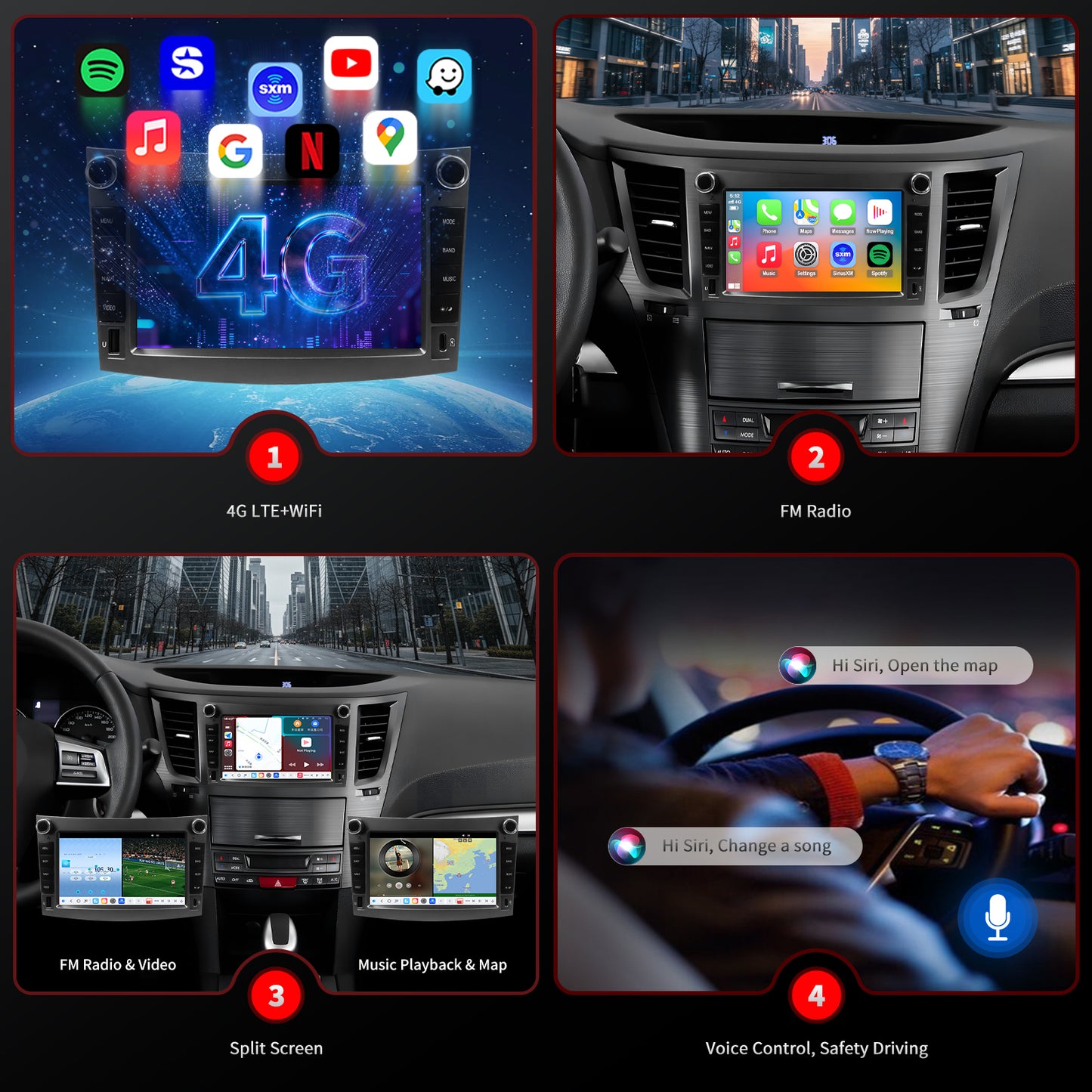 For Subaru Outback 2010-2014 Radio upgrade, 9-inch QLED  8-Core CPU, touch screen Stereo,Wireless CarPlay & Android Auto, keep OEM Controls