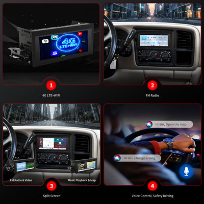 For Chevrolet Chevy Suburban 1998-2002 Radio upgrade,6.8-inch QLED 8-Core CPU,touch screen Stereo,Wireless CarPlay & Android Auto,keep OEM Controls