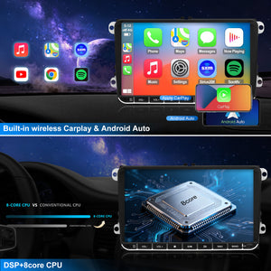 For Volkswagen Jetta 2005-2018 Radio upgrade, 9 inch QLED 8-Core CPU, touch screen Stereo,Wireless CarPlay & Android Auto, keep OEM Controls, Free backup camera