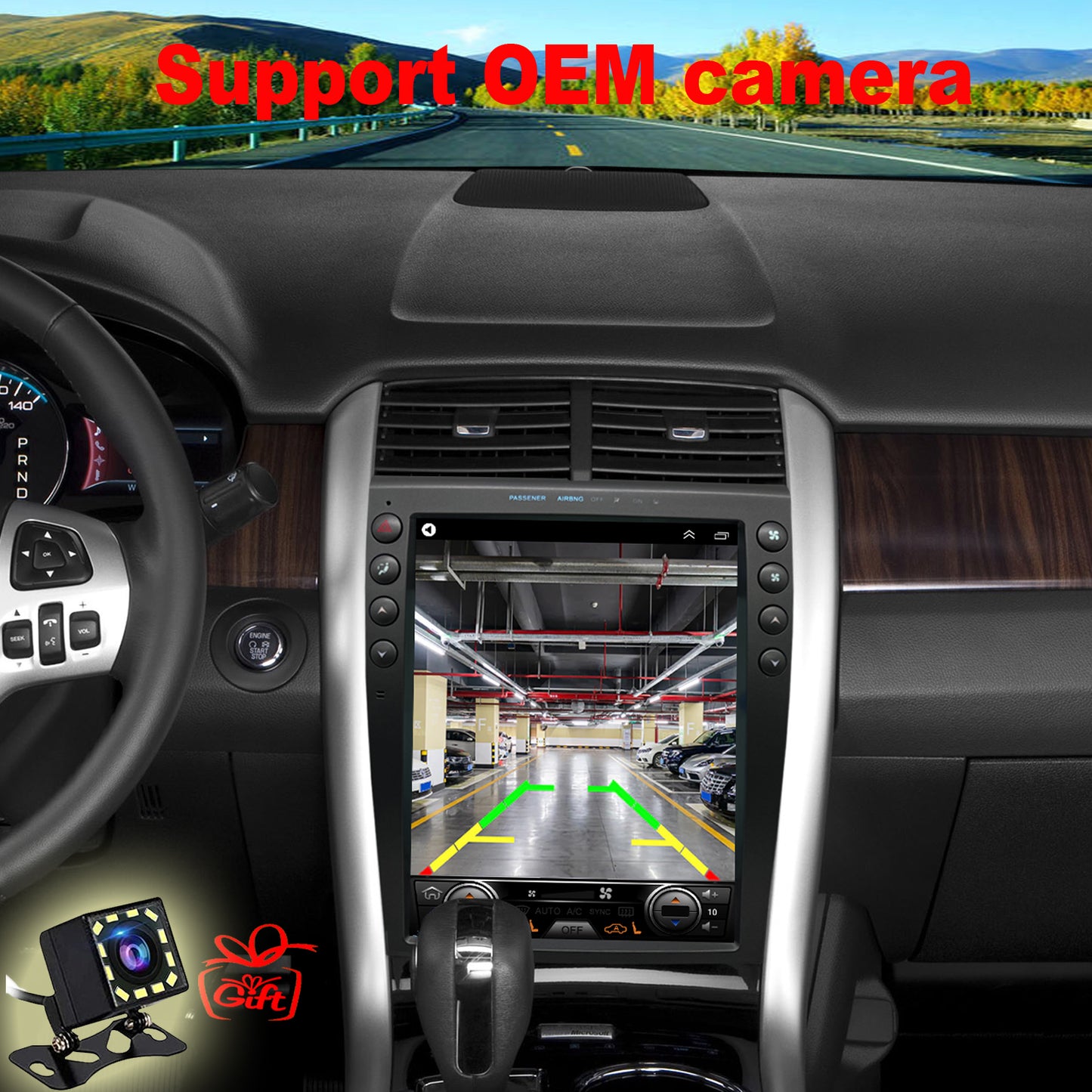 For Ford Edge 2011-2014 Radio upgrade, 12.1-inch QLED 8-Core CPU, touch screen Stereo, Wireless CarPlay & Android Auto, Free camera