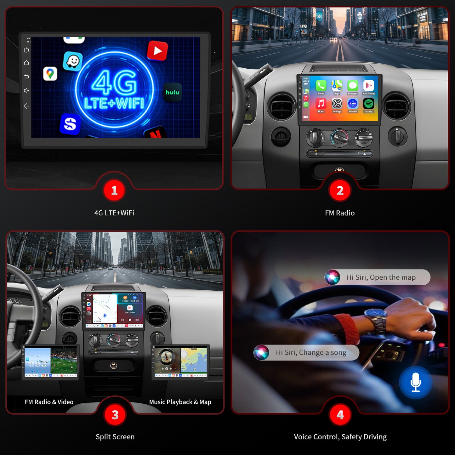 For Ford F150 2004-2008 Radio upgrade,10.1-inch QLED 8-Core CPU,touch screen Stereo,Wireless CarPlay & Android Auto,Free camera