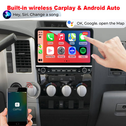 For Toyota Tundra 2007-2013 Radio upgrade,10.1-inch QLED 8-Core CPU,touch screen Stereo,Wireless CarPlay & Android Auto,keep OEM Controls