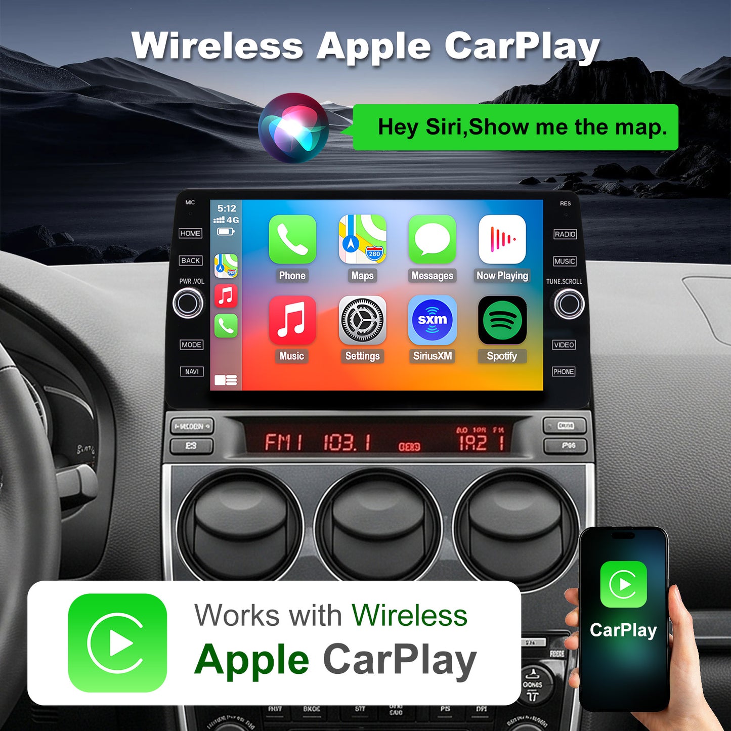 Mazda 6 radio 2002-2008 Upgrade CarPlay Screen- Topdisplay 2002 2003 2004 2005 2006 2007 2008 Mazda 6 Replacement Stereo Headunit Apple Carplay Android Auto Pantalla Estéreo