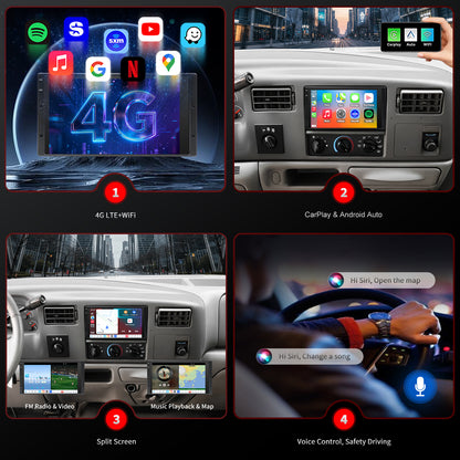 Ford F350 Stereo replacement 1999-2004 CarPlay Radio Screen-Topdisplay 1999 2000 2001 2002 2003 2004 F350 Upgrade Headunit Apple Carplay Android Auto Accessories Pantalla Estéreo