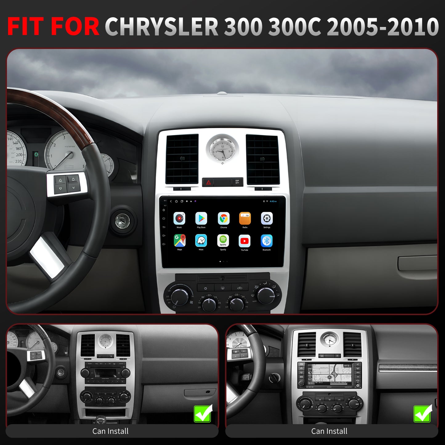 Chrysler 300C Radio upgrade 2005-2010 CarPlay Stereo Screen - Topdisplay 2005 2006 2007 2008 2009 2010 Replacement