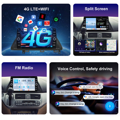 Honda Odyssey Radio upgrade 2004-2010 CarPlay Stereo Screen-Topdisplay 2004 2005 2006 2007 2008 2009 2010 Replacement Headunit Apple Android Auto Accessories Pantalla Estéreo 