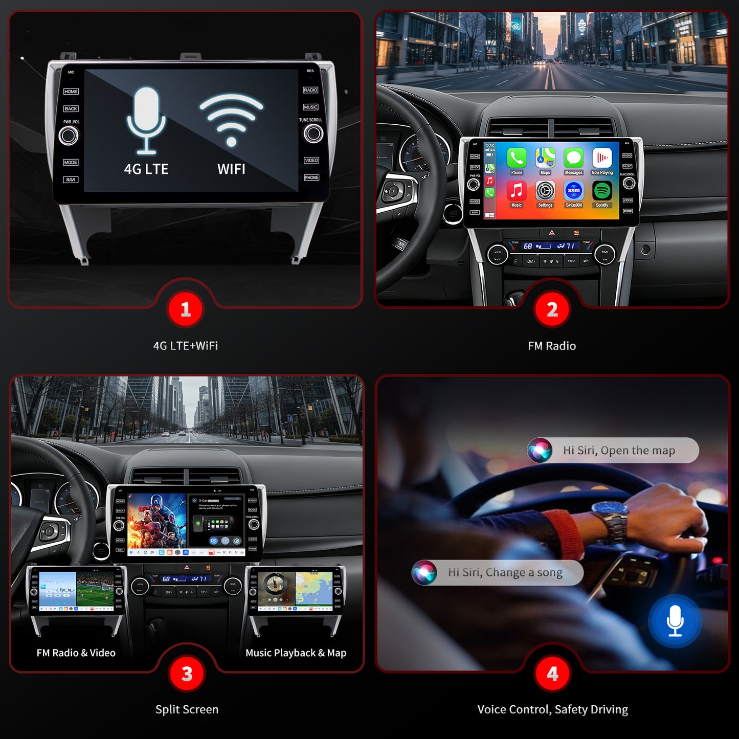 For Toyota Camry 2015-2017 Radio upgrade,9-inch QLED  8-Core CPU,touch screen Stereo,Wireless CarPlay & Android Auto,keep OEM Controls