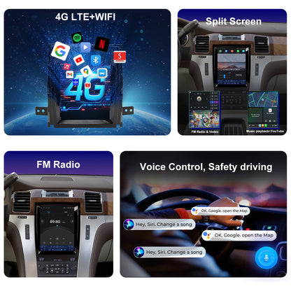 Cadillac Escalade Radio upgrade 2007-2014 CarPlay Stereo Screen - Topdisplay 2007 2008 2009 2010 2011 2012 2013 2014 Replacement Headunit Apple Android Auto Accessories Pantalla Estéreo