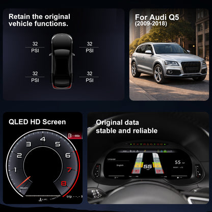 Audi Q5 Digital Instrument Cluster 2009-2018 | 12.3" QLED - Topdisplay 2009 / 2010 / 2011 / 2012 / 2013 / 2014 / 2015 / 2016 / 2017 / 2018
