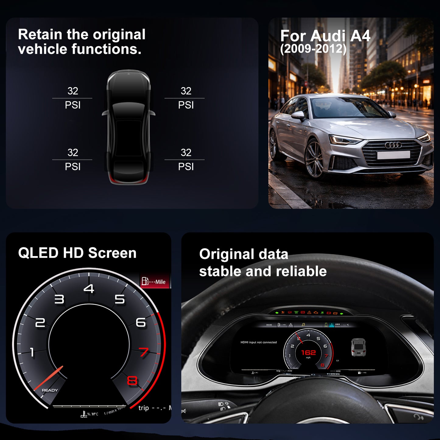 Audi A4 Digital Instrument Cluster 2013 / 2014 / 2015 / 2016 | 12.3" QLED - Topdisplay