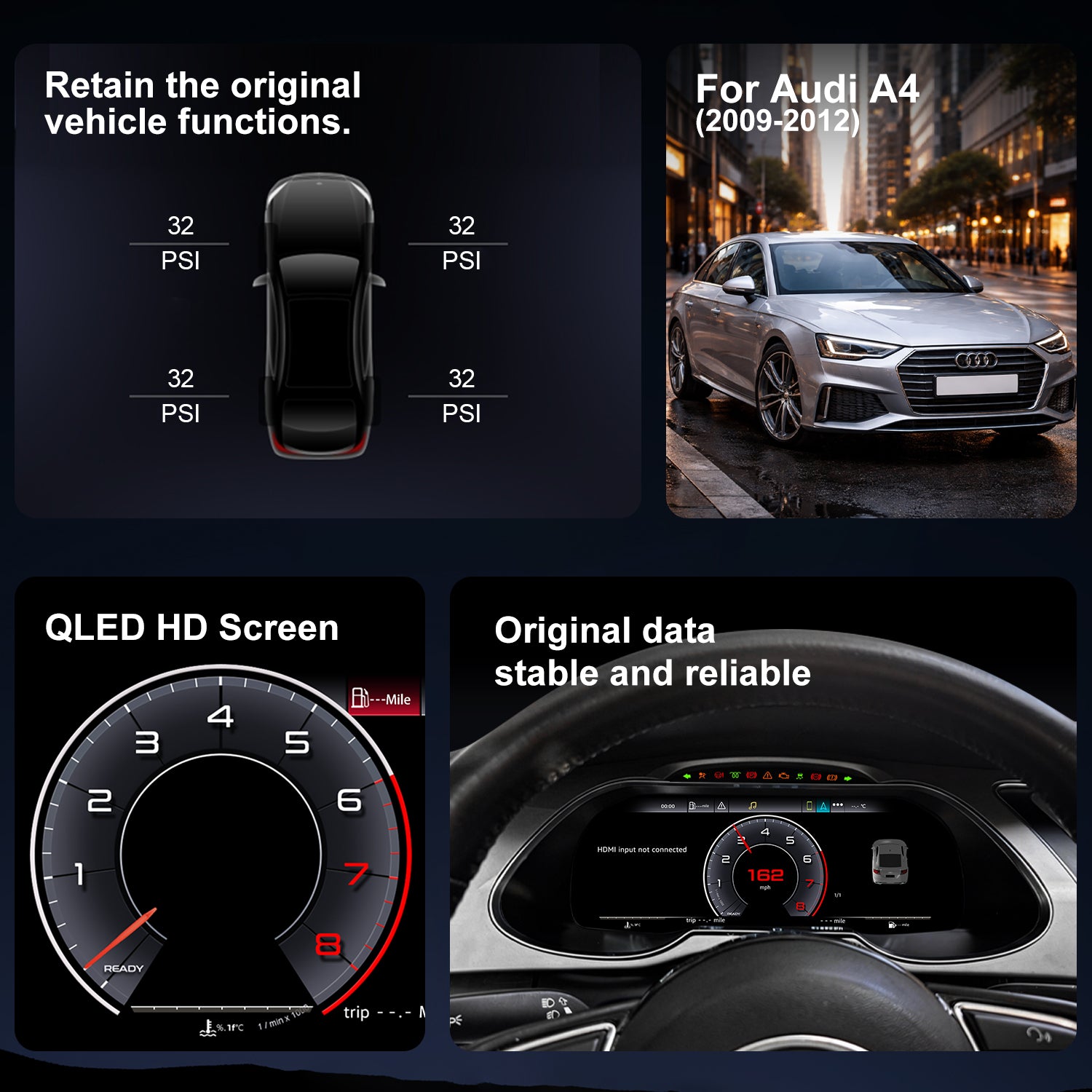 Audi A4 Digital Instrument Cluster 2013 / 2014 / 2015 / 2016 | 12.3" QLED - Topdisplay