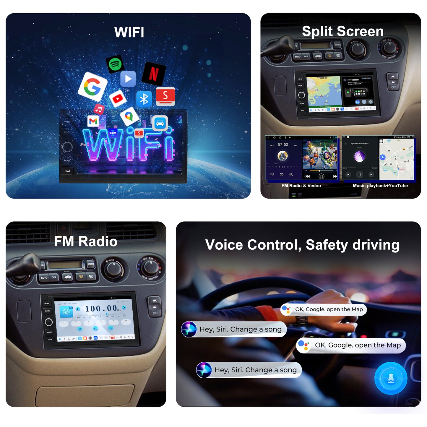 Honda Odyssey Radio upgrade 1997-2004 CarPlay Stereo Screen-Topdisplay 1997 1998 1999 2000 2001 2002 2003 2004 Replacement Headunit Apple Android Auto Accessories Pantalla Estéreo 