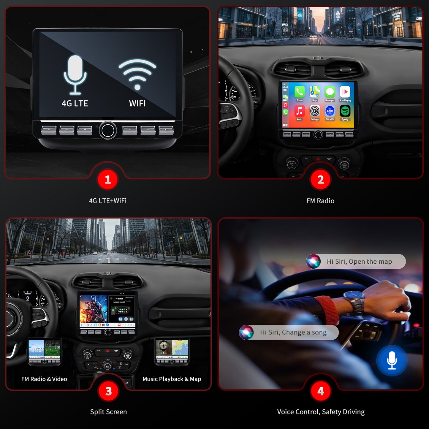 For Jeep Renegade 2015-2023 Radio upgrade,10.1-inch QLED 8-Core CPU,touch screen Stereo,Wireless CarPlay & Android Auto,keep OEM Controls