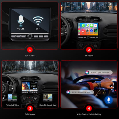 For Jeep Renegade 2015-2023 Radio upgrade,10.1-inch QLED 8-Core CPU,touch screen Stereo,Wireless CarPlay & Android Auto,keep OEM Controls