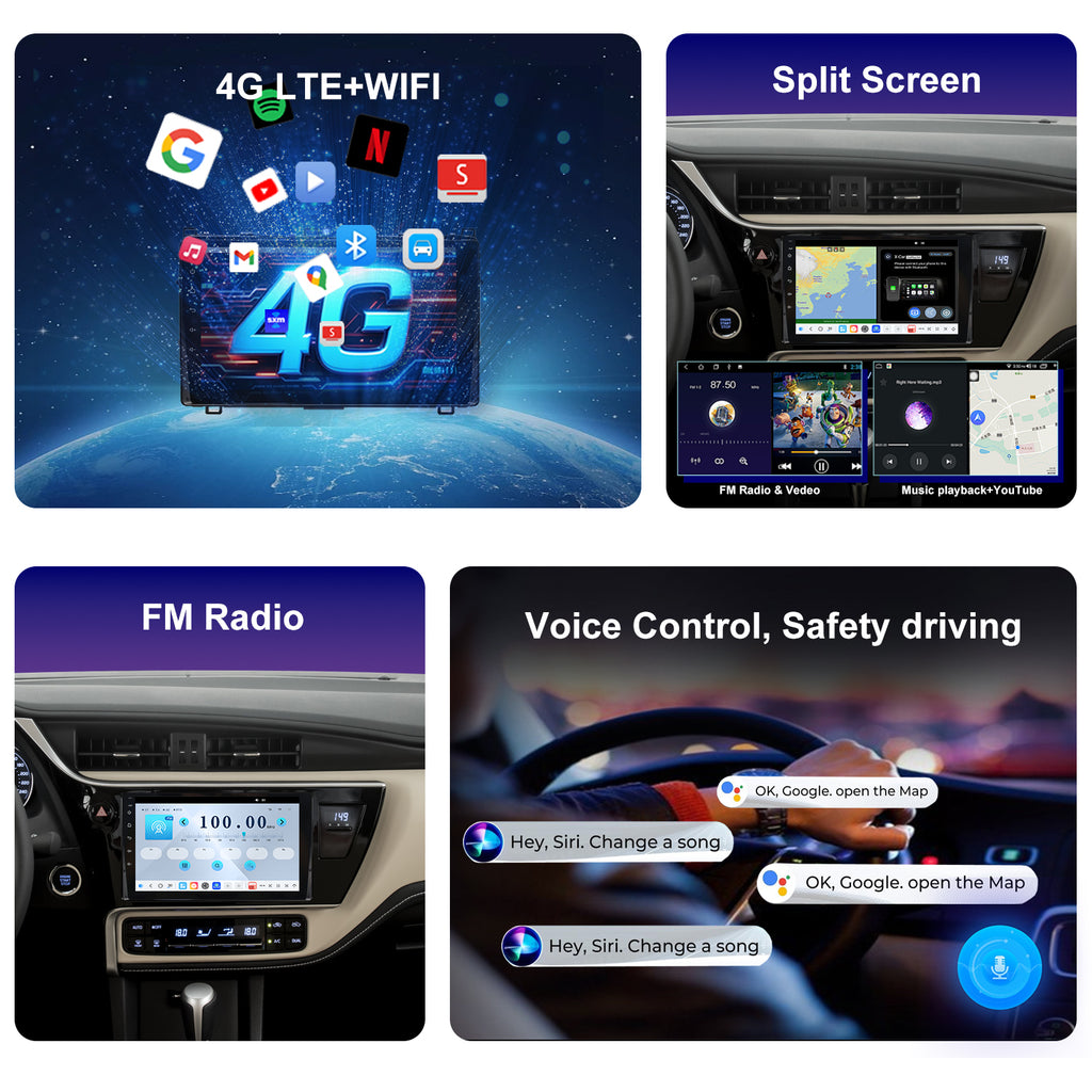 For Toyota Corolla 2017-2019 Radio upgrade,9-inch QLED 8-Core CPU,touch screen Stereo,Wireless CarPlay & Android Auto,keep OEM Controls