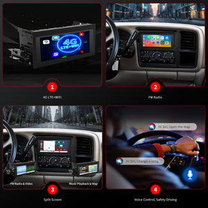 For Chevrolet Chevy Avalanche 1998-2002 Radio upgrade,6.8-inch QLED  8-Core CPU,touch screen Stereo,Wireless CarPlay & Android Auto,keep OEM Controls