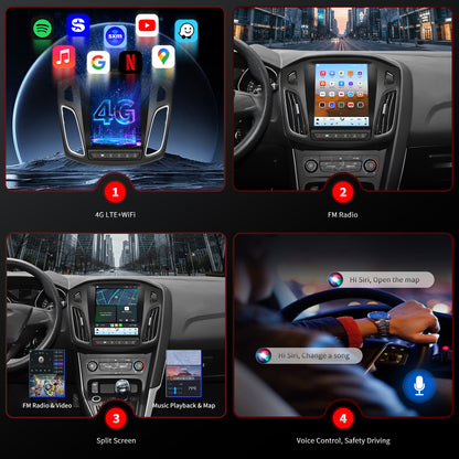 For Ford Focus 2012-2018 Radio upgrade, 9.7-inch QLED 8-Core CPU,touch screen Stereo,Wireless CarPlay & Android Auto,Free camera
