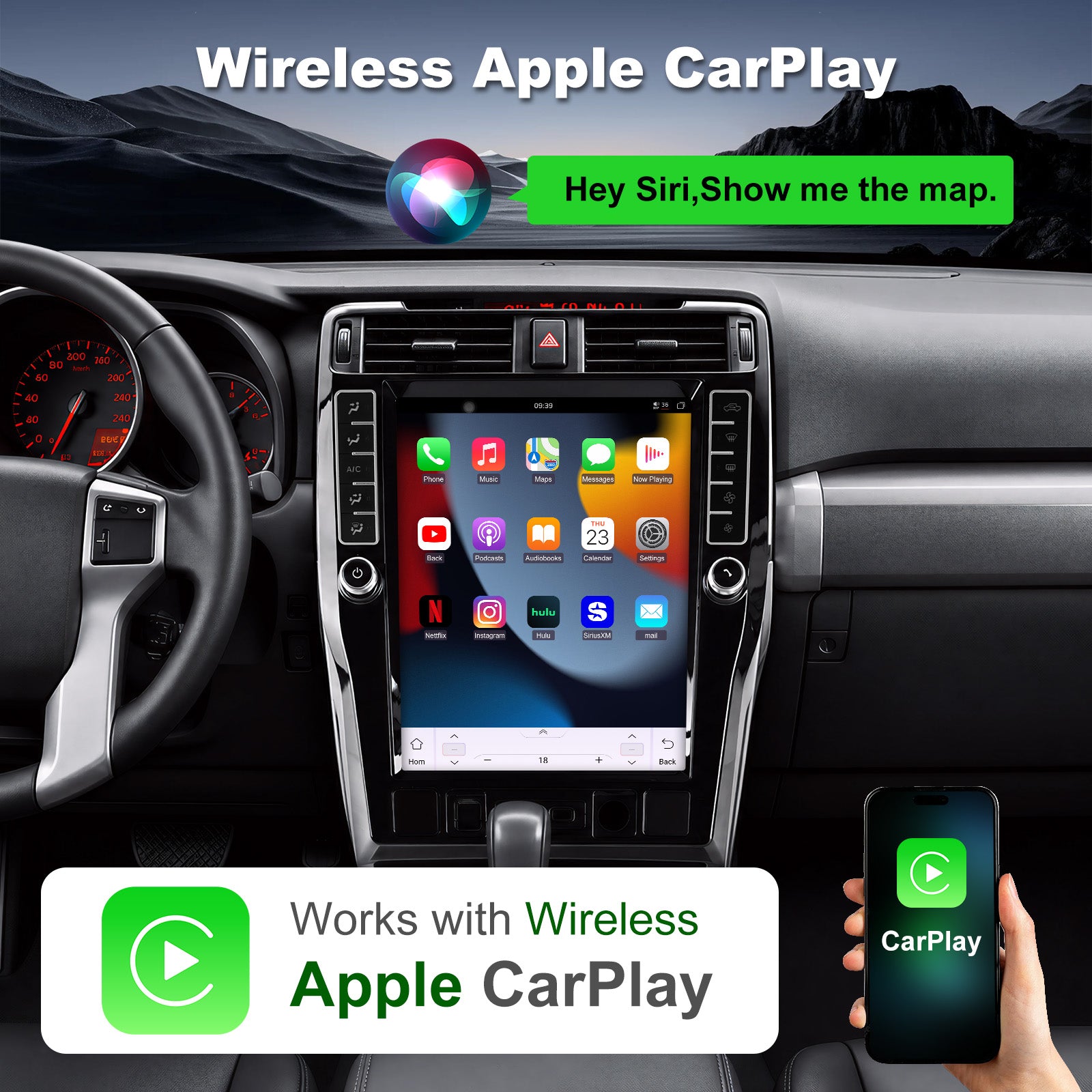 Toyota 4Runner radio 2009-2019 Repacement CarPlay Headunit- Topdisplay 2009 2010 2011 2012 2013 2014 2015 2016 2017 2018 2019 Toyota 4Runner Upgrade Stereo Touchscreen Apple Carplay Android Auto Pantalla Estéreo