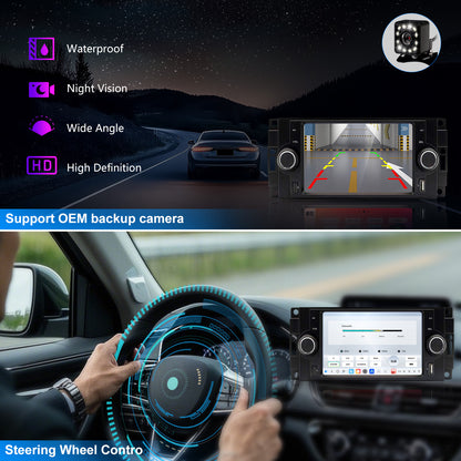Dodge Dakota Stereo replacement 2005-2007 CarPlay Radio Screen-Topdisplay 2005 2006 2007 Dakota Upgrade Headunit Apple Carplay Android Auto Accessories Pantalla Estéreo