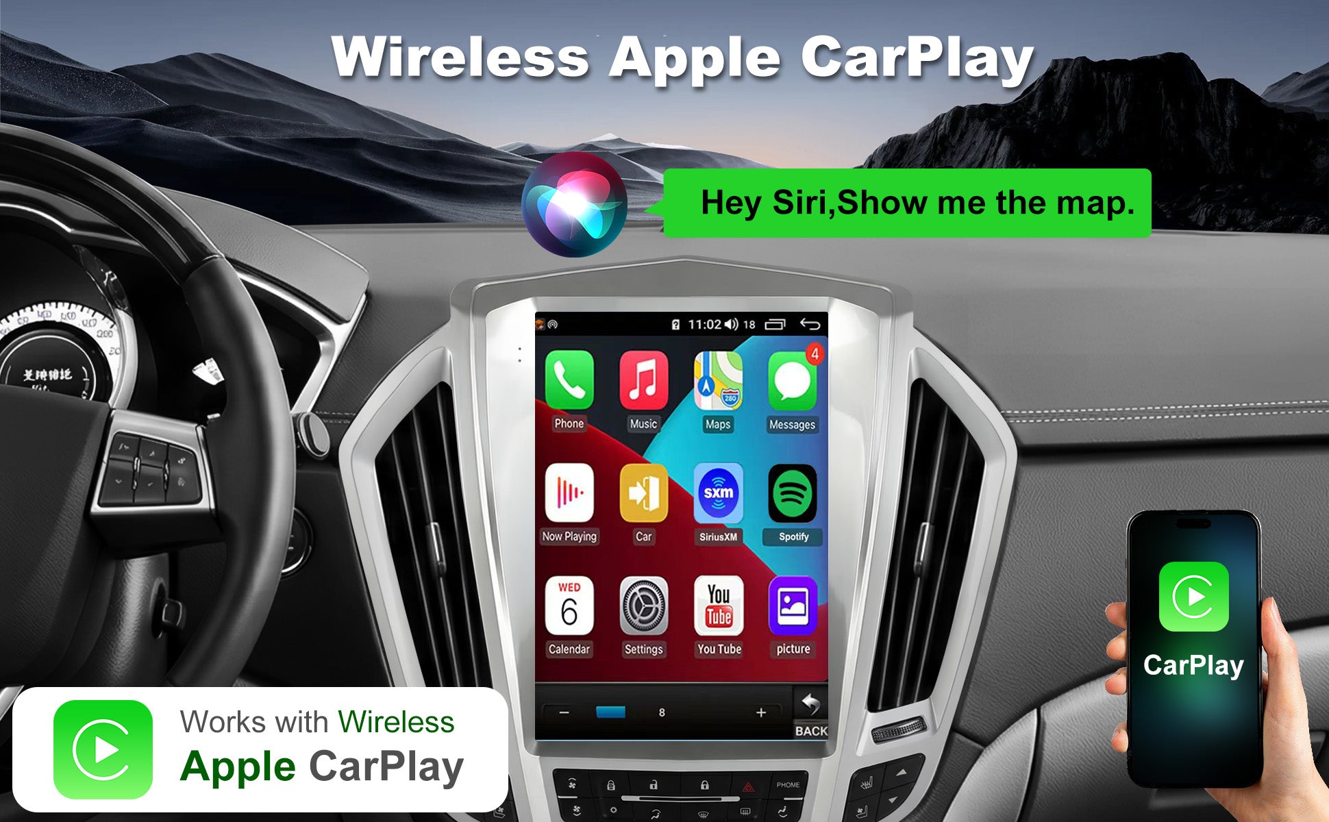 Cadillac SRX Radio upgrade 2010-2012 CarPlay Stereo Screen - Topdisplay 2010 2011 2012 Replacement Headunit Apple Android Auto Accessories Pantalla Estéreo