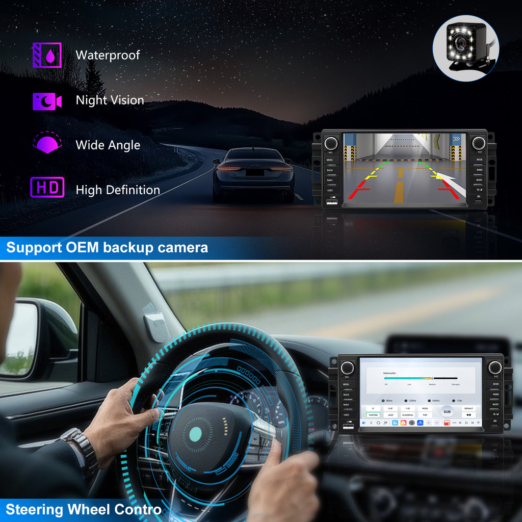 For Dodge Challenger 2008-2014 Radio upgrade,7-inch QLED 8-Core CPU,touch screen Stereo,Wireless CarPlay & Android Auto,Free camera