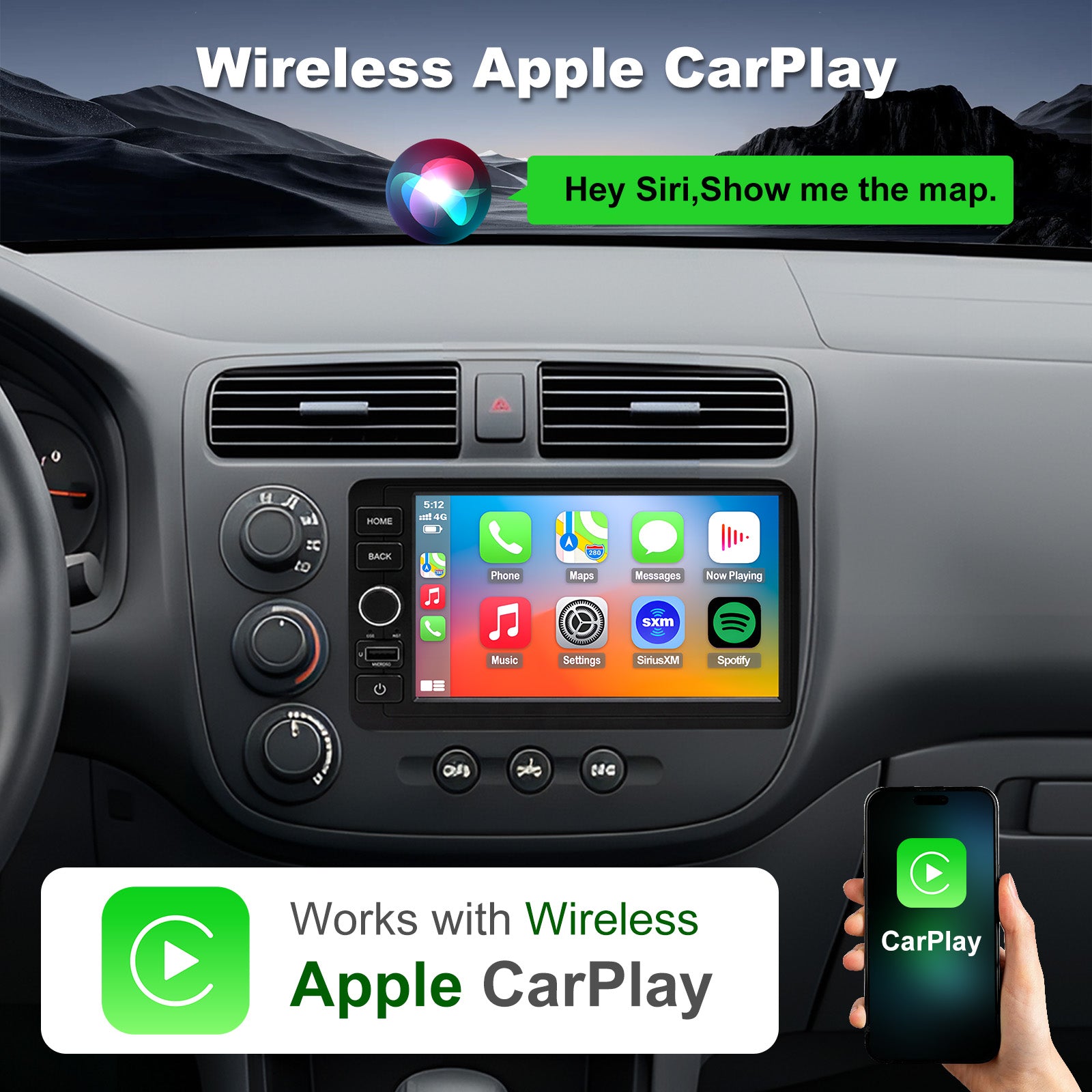 Honda Civic Radio upgrade 2001-2005 CarPlay Stereo Screen - Topdisplay 2001 2002 2003 2004 2005 Replacement Headunit Apple Android Auto Accessories Pantalla Estéreo