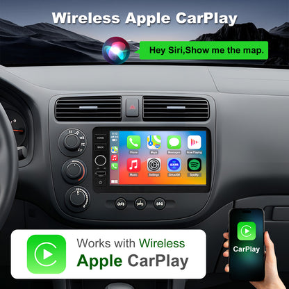 Honda Civic Radio upgrade 2001-2005 CarPlay Stereo Screen - Topdisplay 2001 2002 2003 2004 2005 Replacement Headunit Apple Android Auto Accessories Pantalla Estéreo
