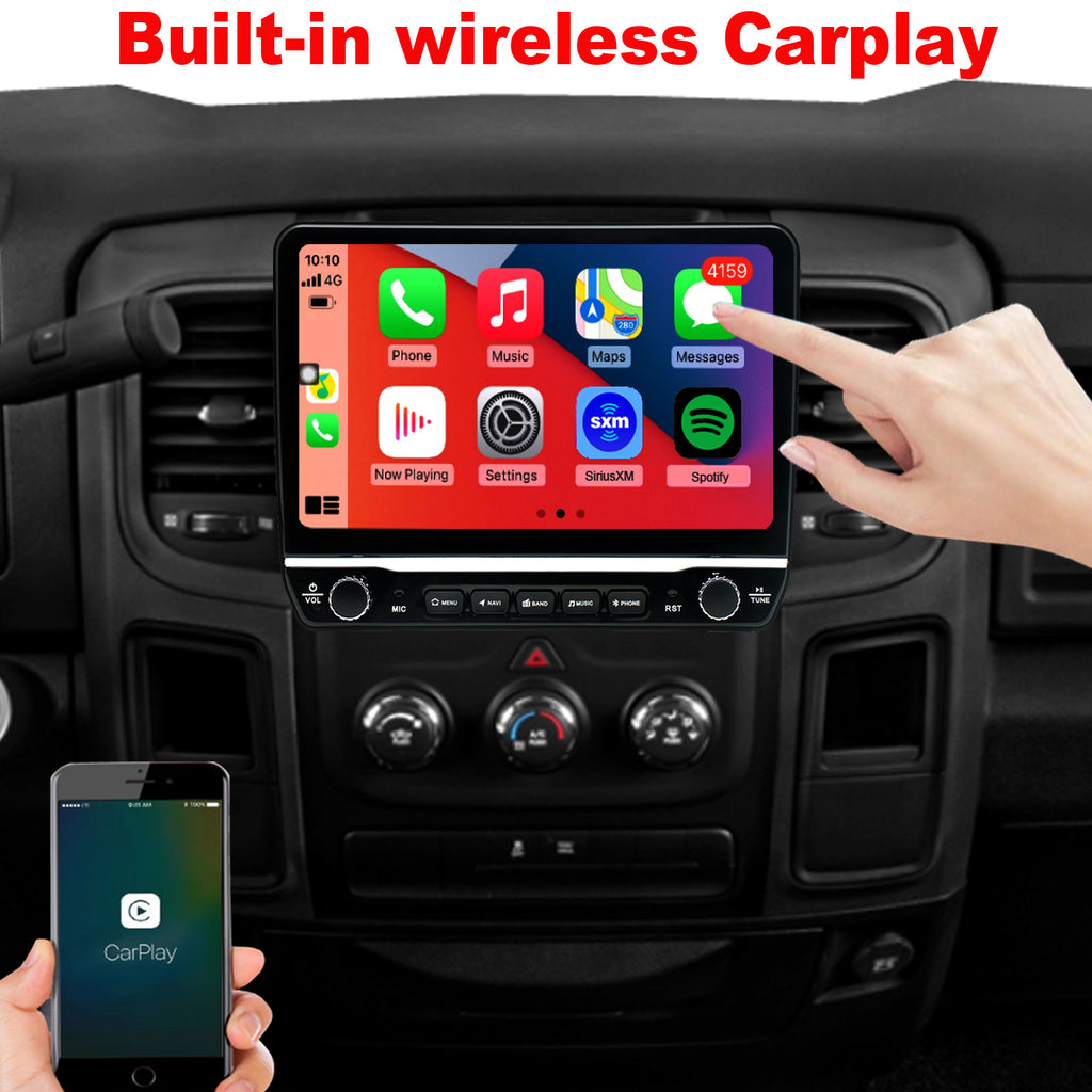 for Dodge RAM 1500/2500/3500 2013-2018 Radio upgrade,10.1-inch QLED 8-Core CPU,touch screen Stereo,Wireless CarPlay & Android Auto,manual AC Only