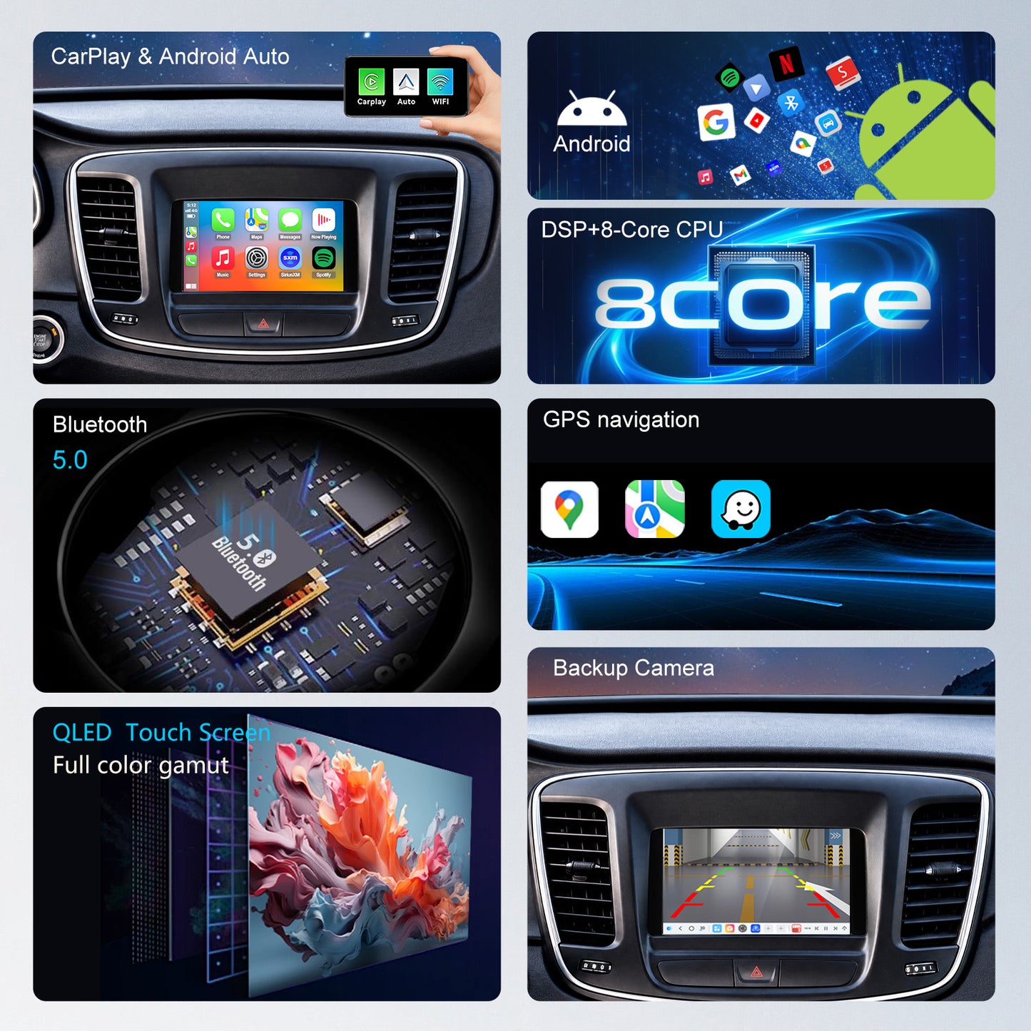 For Chrysler 200 2015-2017 Radio upgrade, 7-inch QLED 8-Core CPU, touch screen Stereo,Wireless CarPlay & Android Auto, keep OEM Controls