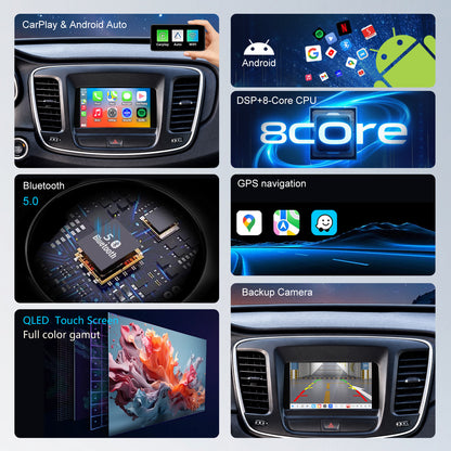 For Chrysler 200 2015-2017 Radio upgrade, 7-inch QLED 8-Core CPU, touch screen Stereo,Wireless CarPlay & Android Auto, keep OEM Controls