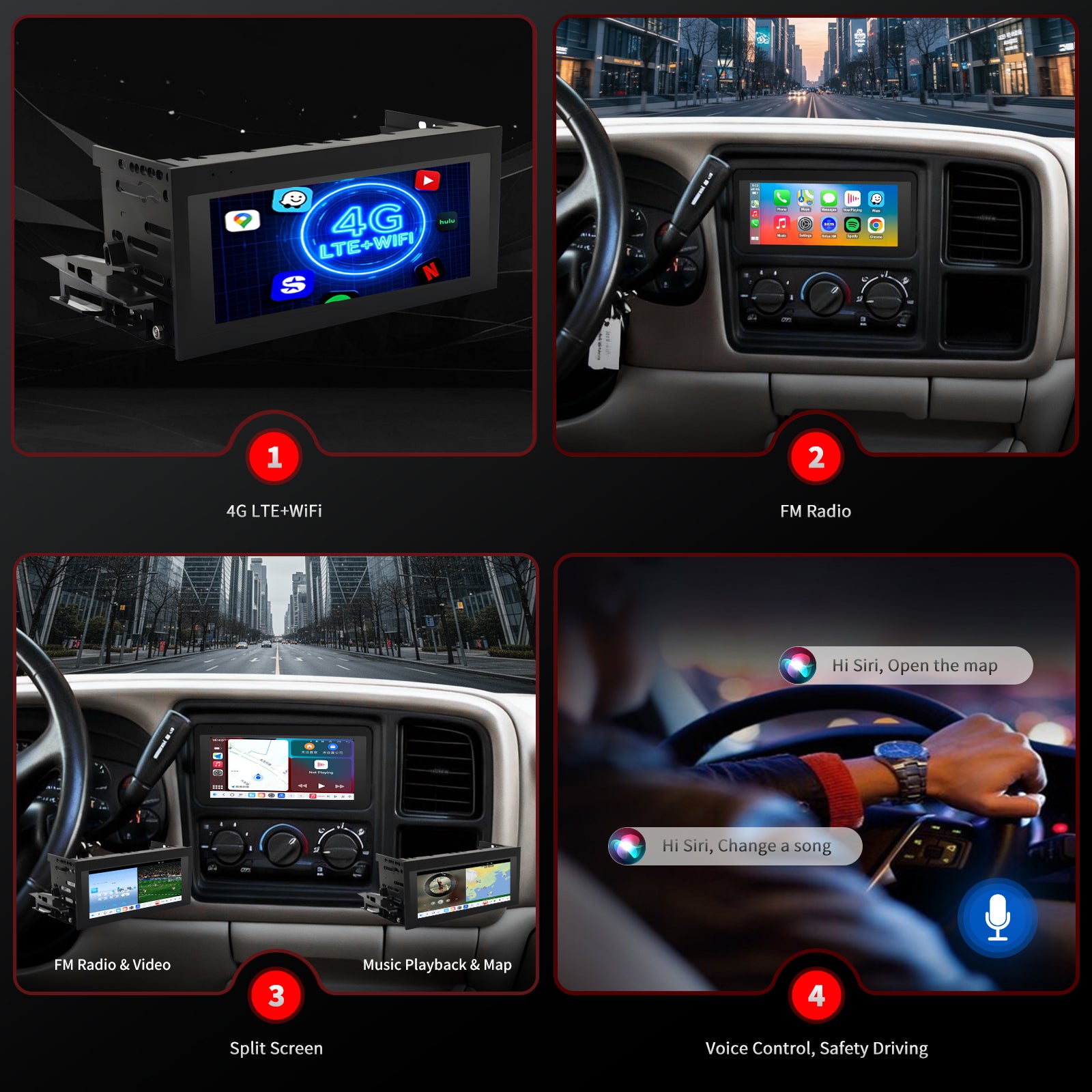 Cadillac Escalade Radio upgrade 1999-2002 CarPlay Stereo Screen - Topdisplay 1999 2000 2001 2002 Replacement Headunit Apple Android Auto Accessories Pantalla Estéreo