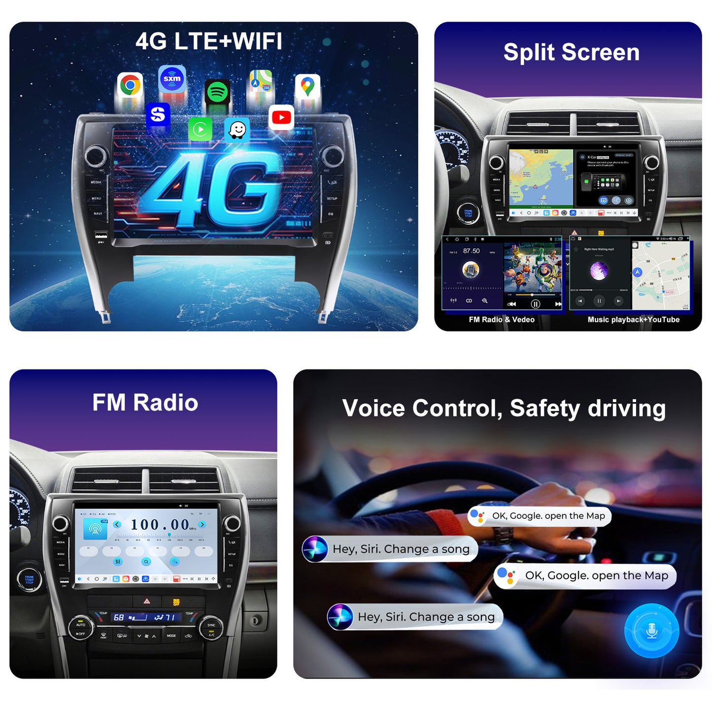 For Toyota Camry 2015-2017 Radio upgrade,9-inch QLED  8-Core CPU,touch screen Stereo,Wireless CarPlay & Android Auto,keep OEM Controls