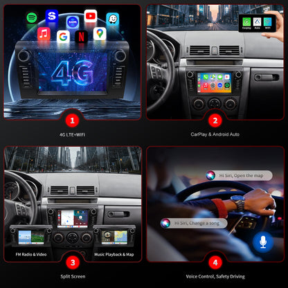 Mazda 3 radio 2003-2009 Upgrade CarPlay Screen- Topdisplay 2003 2004 2005 2006 2007 2008 2009 Mazda 3 Replacement Stereo Headunit Apple Carplay Android Auto Pantalla Estéreo