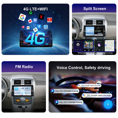 For Toyota Corolla 2009-2013 Radio upgrade,10.2-inch QLED 8-Core CPU,touch screen Stereo,Wireless CarPlay & Android Auto,keep OEM Controls