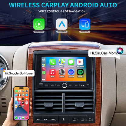 For Ford Explorer 2006-2010 Radio upgrade, 7-inch QLED 8-Core CPU, touch screen Stereo with Knob, Wireless CarPlay & Android Auto, Free camera