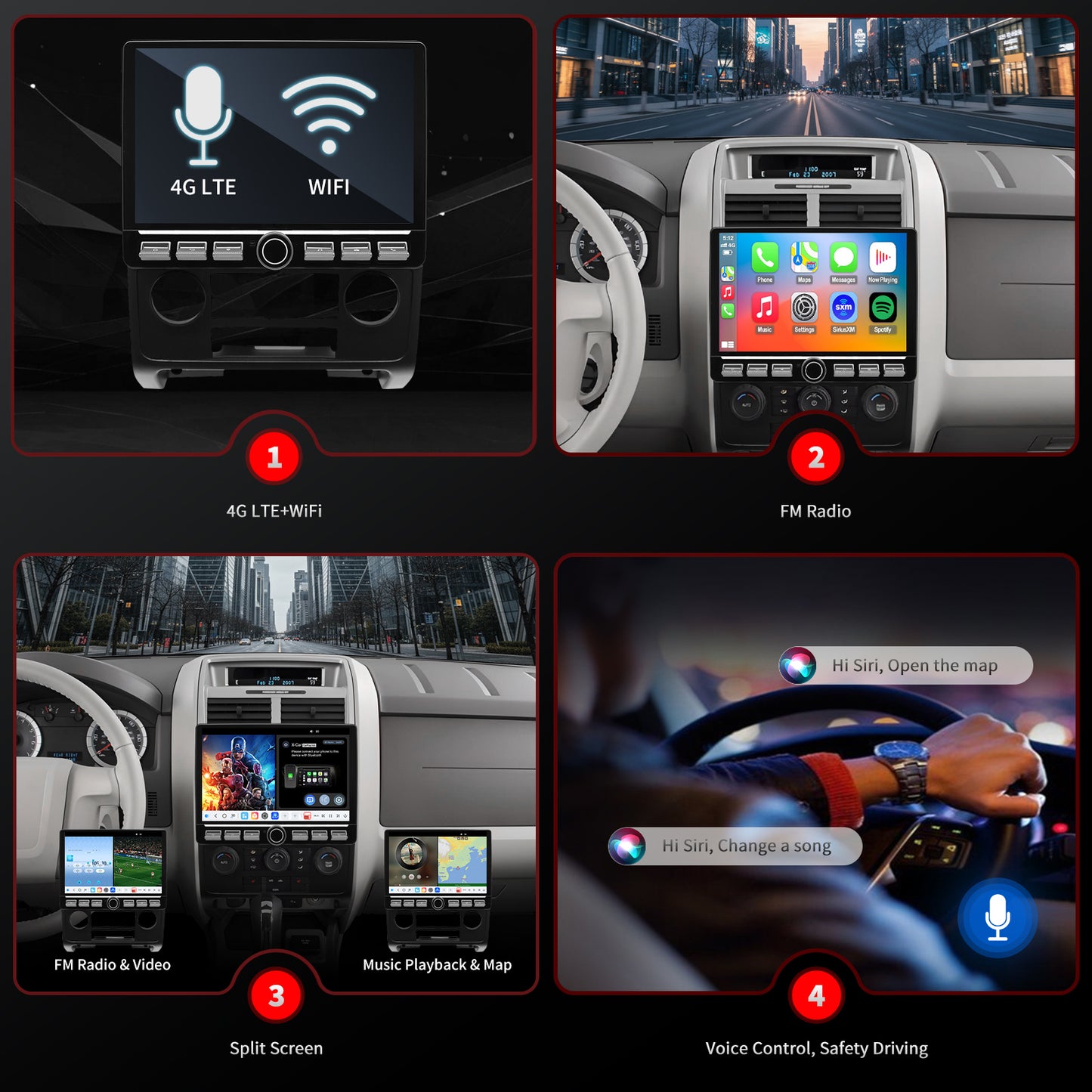 For Ford Escape 2008-2012 Radio upgrade, 10.1-inch QLED 8-Core CPU,touch screen Stereo,Wireless CarPlay & Android Auto, keep OEM Controls